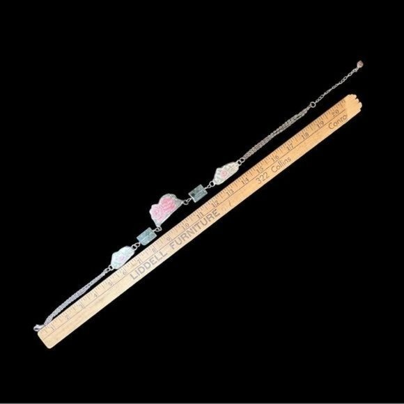 Artisan Antique Roses Broken Lynns China Necklace Hand Soldered Prenhite Stones - Picture 10 of 14